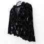 GIORGIO ARMANI Black Velvet with Blue & Teal Floral Print Peplum Blazer Jacket Size 48 EU with COA image number 2