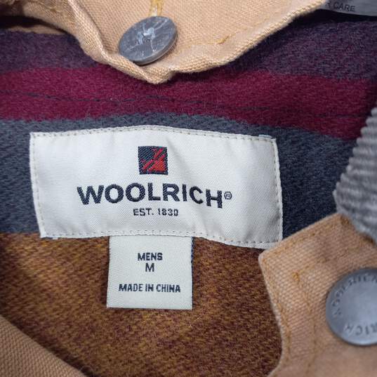Men's Brown Woolrich Wool-Lined Button-Up Jacket (Size M) image number 3