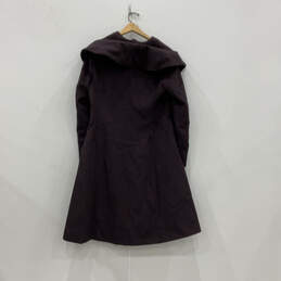 NWT Womens Purple Long Sleeve Shawl Collar Snap Front Long Overcoat Size 4 alternative image
