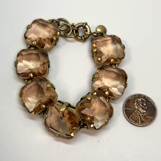 Designer J. Crew Gold-Tone Crystal Stones Spring Ring Chain Bracelet image number 3