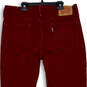 Mens Red Denim Dark Wash Pockets Stretch Straight Leg Jeans Size 34x32 image number 4