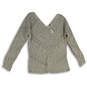 NWT Womens Gray Knitted V-Neck Long Sleeve Pullover Sweater Size XL image number 1