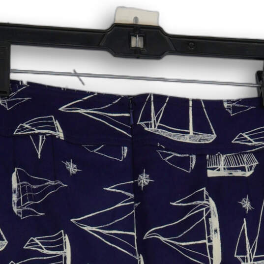 NWT Womens Blue White Sail Boats Slash Pocket Straight & Pencil Skirt Sz 12P image number 4