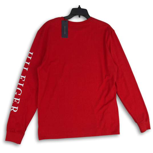 NWT Tommy Hilfiger Womens Red Round Neck Long Sleeve Pullover T-Shirt Size L image number 2