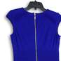 Eliza J Womens Blue V-Neck Cap Sleeve Back Zip Ponte Knit Fit & Flare Dress Sz 4 image number 4