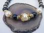 VNTG Mid Century Faux Pearl, Black & Gold Tone Beaded Necklace Lot image number 2