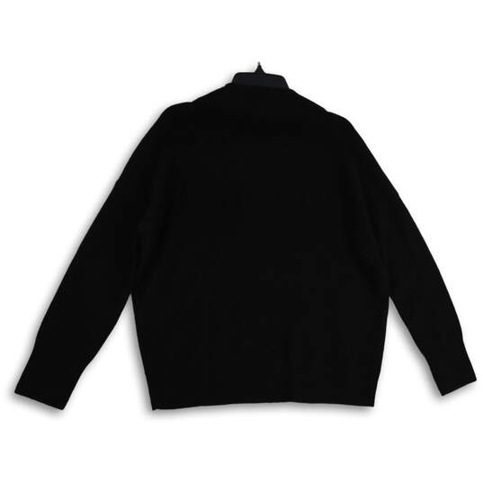Womens Black Knitted Long Sleeve Mock Neck Pullover Sweater Size Large image number 1