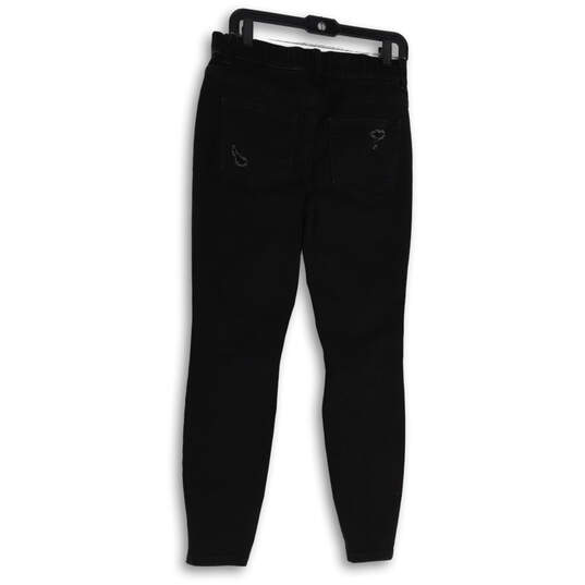Womens Black Denim Dark Wash Distressed High Rise Skinny Jeans Size Medium image number 2