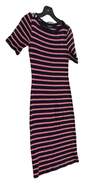Women's Pink And Black Striped Short Sleeve Midi Sheath Dress Size XS image number 3