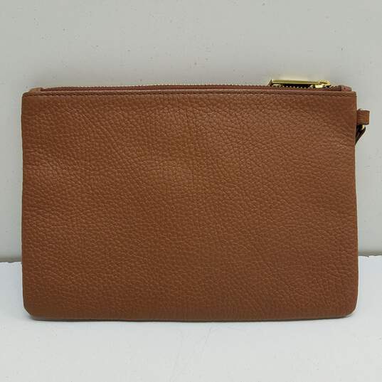 Fossil Brown Leather Zip Wristlet image number 2