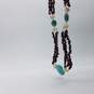 Sterling Silver Garnet Turquoise Fw Pearl Triple Strand Link Necklace 70.3g image number 6