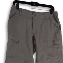 Womens Gray Flat Front Pockets Convertible Straight Leg Cargo Pants Size 6