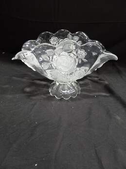 Crystal Frosted Rose Pattern Fruit Bowl