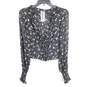 Free People Women Black Floral Ruffle Blouse XS image number 1