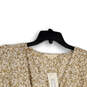 NWT Womens Tan White Floral Smocked Waist Cropped Blouse Top Size S image number 4