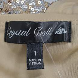 Crystal Doll Women Gold/Silver Sequin Dress Sz 1 NWT