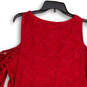 NWT Womens Red Floral Lace Babydoll Stretch Cold Shoulder Blouse Top Size 1 image number 4