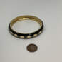 Designer J. Crew Gold-Tone Black Green Enamel Round Shape Bangle Bracelet image number 2