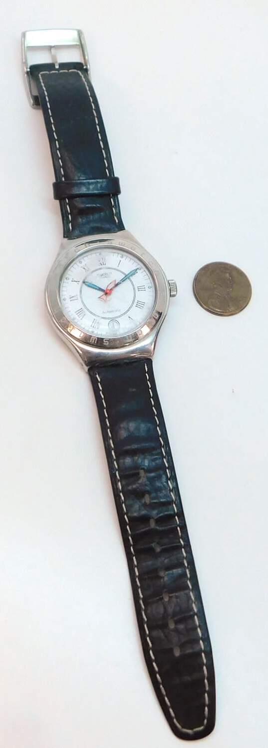 Swatch Swiss YAS400 Poisson Rouge Automatic Stainless Steel Date Leather Band Watch 49.5g image number 7