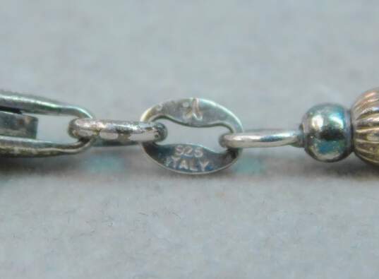Artisan 925 Sterling Silver Knot Stud Earrings Glass Pendant Necklace & Beaded Bracelets 27.2g image number 10