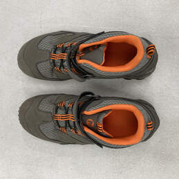 Boys Gray Orange Leather Waterproof Mid Top Comfort Hiking Shoes Size 6 alternative image