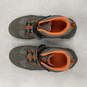 Boys Gray Orange Leather Waterproof Mid Top Comfort Hiking Shoes Size 6 image number 2