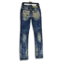 Womens Blue Denim Embroidered Medium Wash 5-Pocket Design Straight Jeans Size 26 alternative image