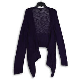 Womens Blue Long Sleeve Handkerchief Hem Open Front Cardigan Sweater Size 2 alternative image
