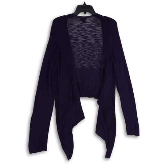 Womens Blue Long Sleeve Handkerchief Hem Open Front Cardigan Sweater Size 2 image number 2