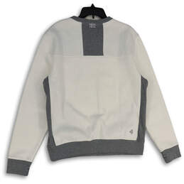 Womens White Gray Long Sleeve Crew Neck Pullover Sweatshirt Size Large alternative image