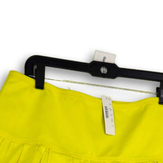 NWT Womens Yellow Back Zip Pleated Stretch Short A-Line Skirt Size 12 image number 2