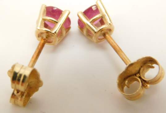 14K Yellow Gold Ruby & White Pearl Post Earrings Variety 2.0g image number 4