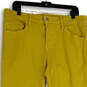 Womens Yellow Denim Regular Fit Dark Wash Pockets Cropped Jeans Size 33 image number 3