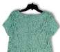 NWT Womens Green Lace Round Neck Back Zip Peplum Blouse Top Size Large image number 4