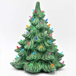 VTG Atlantic Mold Ceramic 13in. Green Christmas Tree w/ Lights No Base/Cord alternative image