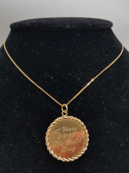 14K Gold Engraved Pendant Necklace 6.6g image number 1