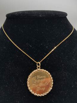 14K Gold Engraved Pendant Necklace 6.6g