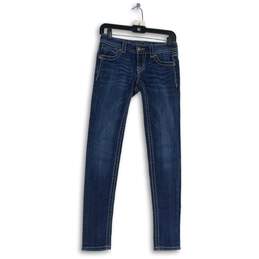 Womens Blue Denim Medium Wash 5-Pocket Design Skinny Jeans Size 25
