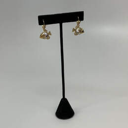 Designer Juicy Couture Gold-Tone Crystal Stone Fish Shape Dangle Earrings