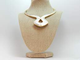 Vintage Biagi Goldtone & Silvertone Modernist Brushed Collar Statement Necklace 68.4g
