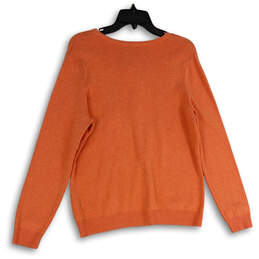 Womens Orange Knitted Long Sleeve Button Front Cardigan Sweater Size Large alternative image