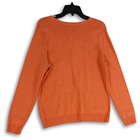 Womens Orange Knitted Long Sleeve Button Front Cardigan Sweater Size Large image number 2