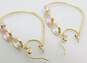 Romantic 14K Yellow Gold Clear Pink & Purple CZ Hoop Earrings 5.1g image number 2