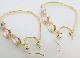Romantic 14K Yellow Gold Clear Pink & Purple CZ Hoop Earrings 5.1g alternative image