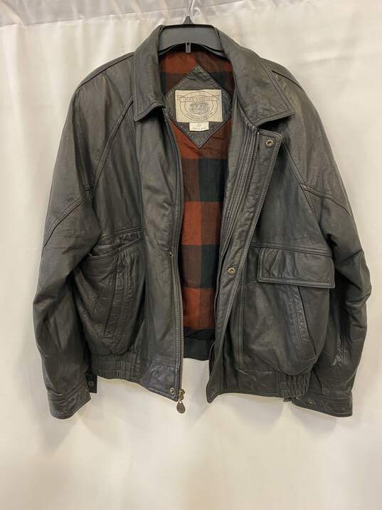 John Ashford Black Men Leather Jacket L image number 1