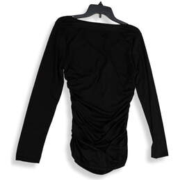 NWT Womens Black V-Neck Long Sleeve Ruched Pullover Blouse Top Size 12 alternative image