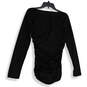 NWT Womens Black V-Neck Long Sleeve Ruched Pullover Blouse Top Size 12 image number 2