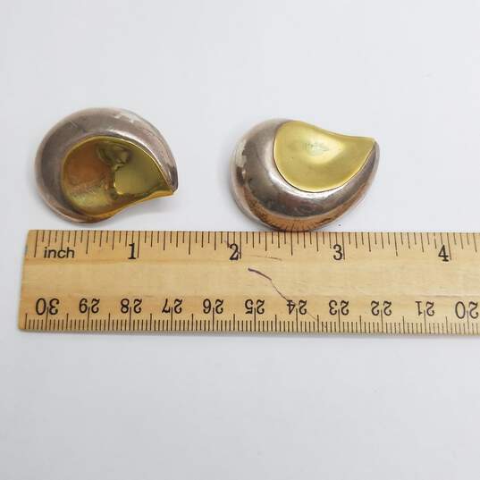 Latji TS-TR 925 Sterling Brass Two-Tone Rain Drop Design Clip-On Earrings 21.7g image number 6