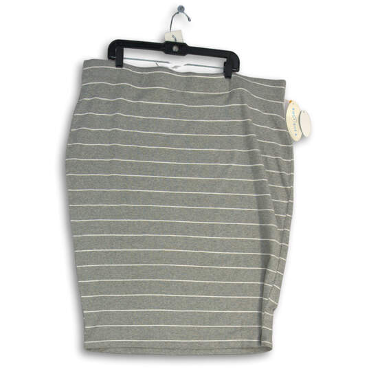 NWT Womens Gray White Striped Pull On Straight And Pencil Skirt Size 3X image number 1