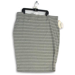 NWT Womens Gray White Striped Pull On Straight And Pencil Skirt Size 3X